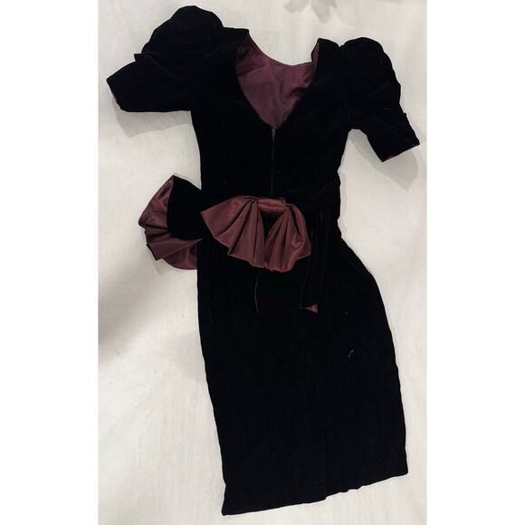Gothic Whimsigoth Vintage Dress Black Velvet Purple 80s Act III USA Rare Small - Picture 5 of 12